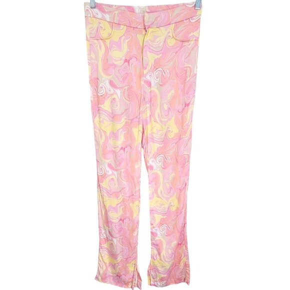 Zara Pants - Zara‎ Womens Multicolor Marbled Watercolor Mini Flared Trouser High Rise Size M